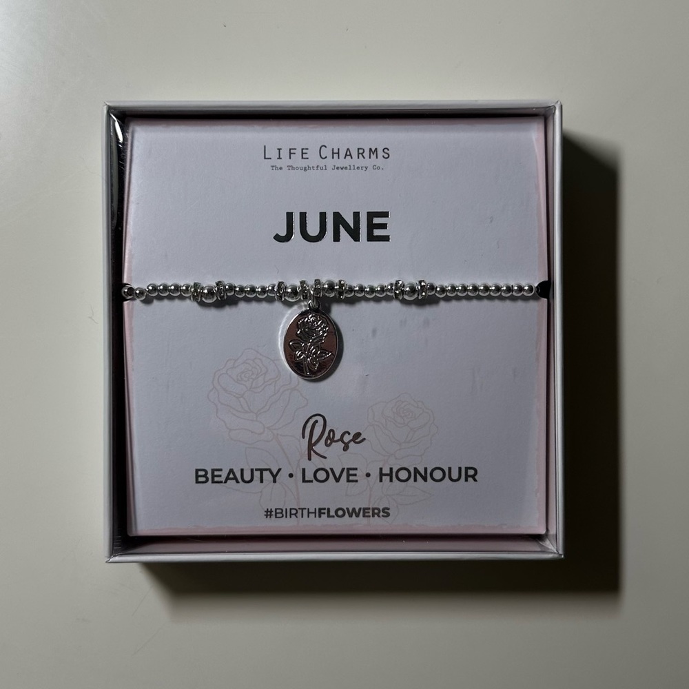 NWT Life Charms June Rose Beaded Bracelet